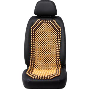 Road Comforts Wood Beaded Seat Cover Back Massage Cushion for Stress Free - Keeps Back from Getting Sweaty While Driving 1PC (Beige)