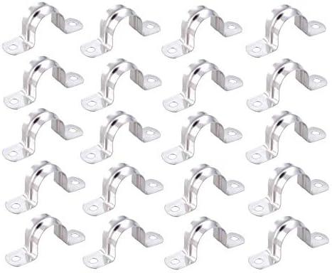 20PCS 2-3/4 Inch Stainless Steel Two Hole Tube U Bracket Rigid Pipe Strap Tension Clips U-Tube Clamp Connecting Ring Hose Clamp Card (35mm)