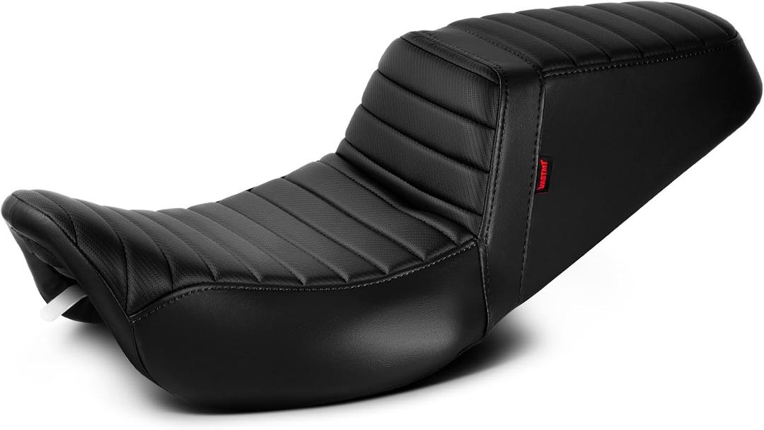 One-Piece Driver and Passenger Seat with Striped Pattern Stitching Fit for Harley Touring Road King 1997-2007 Street Glide 2006-2007 (Black Stitching)