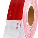 WAENLIR 2 inch x 160Feet Reflective Safety Tape DOT-C2 Waterproof Red and White Adhesive Conspicuity Tape for Trailer, Outdoor, Cars, Trucks
