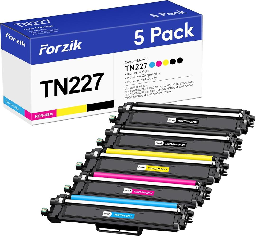 TN 227 Toner Cartridge Replacement for Brother TN227 TN223 Toner Compatible for MFC-L3770CDW MFC-L3750CDW MFC-L3710CW HL-L3210CW Printer (tn-227 2BK/1C/1M/1Y) (245)