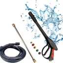 Pressure Washer Gun and Hose Kit with Extension Wand, 4000 PSI Pressure Washer Hose and Wand, 30 Ft (9M) Hose, 5pcs Quick Connect Nozzle Tips, M22-14mm Connector