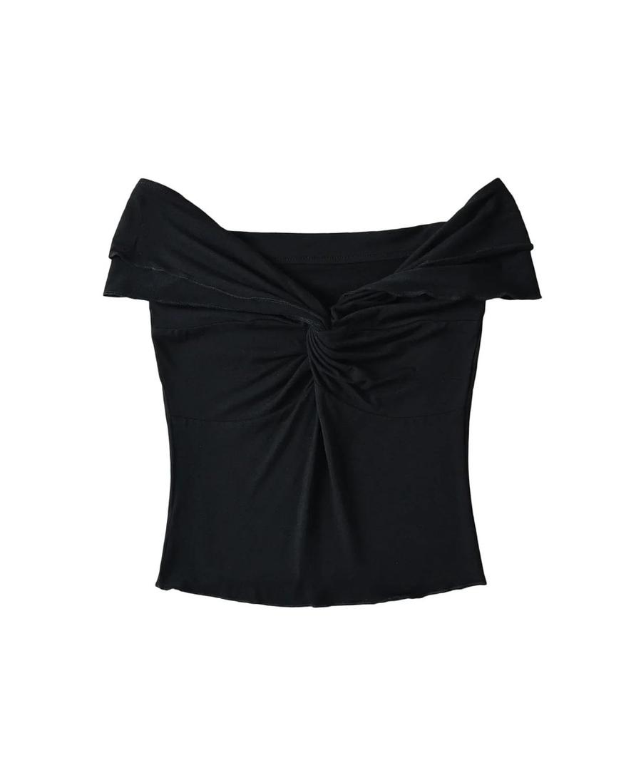 Women's Short Tops V-Neck Summer Short-Sleeved Off-Shoulder Casual Bottoming Shirt T-Shirt, M