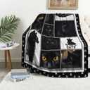 Cat Throw Blanket Soft Warm Cozy Black Cats Blankets Fuzzy Plush Fleece Cat Blanket Gifts for Couch Bed Sofa Home Decor 40''X50''