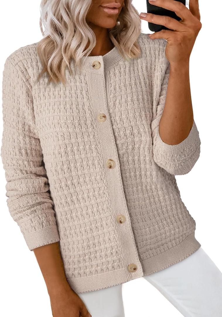 Dokotoo Ladies Knit Cardigan Sweater Long Sleeve Trendy Christmas Fashion Coats Open Front Button Down Shackets Christmas Tops for Women 2026,Smoke Gray, Size: Small