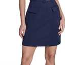 BCBG Women's Short Sleeve Square Neck Belted Short Stretch Dress (Blue, M)