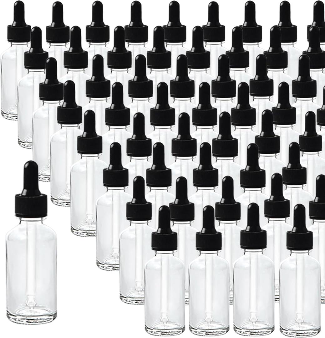 48 Pack 1/2oz Clear Glass Dropper Bottles, Eye Dropper Bottles with Glass Droppers for Essential Oils, Perfumes(15ml, Clear)