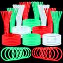 Libima 600 Pcs Christmas Glow Sticks Necklaces Bulk with Connectors 8 Inch Stick Necklaces Stick Bracelets Bulk Glow in The Dark Party Supplies for Easter Christmas New Year Gifts Red Green