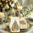 3 x 60 Pack Vintage Christmas Tree Themed Guest Napkins 4.3  7.8Inch Cream Snowflake Christmas Tree Disposable Lunch Dinner Napkins Christmas Day Party Family Gathering Table Decoration