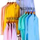 BAOYOUNI 4-Tier Standing Clothes Laundry Drying Rack Coat Hanger Organizer Floor to Ceiling Adjustable Metal Corner Tension Pole, Grey