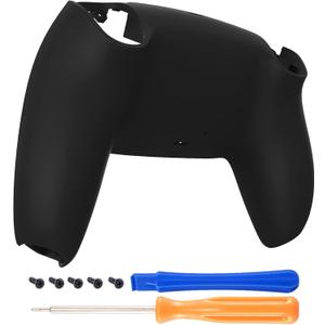 eXtremeRate Black Soft Touch Grip Custom Back Plate Bottom Shell Compatible with ps5 Controller, Replacement Back Shell Cover Compatible with ps5 Controller