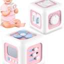 6 in 1 Busy Cube Montessori Toys for 1 Year Old Girl, Baby Sensory Toys for Ages 1-3, Toddler Learning Activities Travel Toy Birthday Gift for 1 2 3 Year Old Girl -Pink