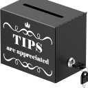 Uniclife Metal Tip Jar for Bartenders, 6" x 4" x 5", Tips Jar Tip Box with Lock, Tip Bucket Money Storage Container Cash Collection Boxes for Bars Restaurants Cafes, Donation Box Suggestion Boxes