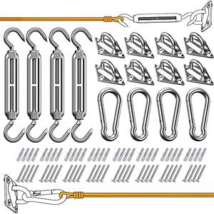 80 Pcs Sun Shade Sail Hardware Kit 5 inch 304 Stainless Steel for Rectangular/Square/Triangle Sun Shade Sail Installation Patio Lawn and Garden, Heavy Duty Anti-Rust Sail Shade Hardware Kit
