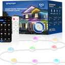 CINOTON Permanent Outdoor Lights 100ft, Smart RGBW+IC Eaves Lights with 60LEDs, IP67 Waterproof, 111 Scene Modes for Daily and Festival, Halloween Christmas Holiday Decor, APP/Voice/Remote Control