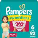 Pampers Diapers - Swaddlers 360° - Size 6, 92 Count, up to 100% Leakproof Comfy Dry Fit, Designed for Easy Changes, Pull On Baby Diaper