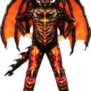 Morph Lava Dragon Costume Kids with Wings Boys Red Fire Lizard Halloween Costumes For Boys (Large)
