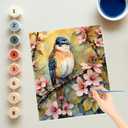 EnLvYY Paint by Numbers Kit for Adults 16x20in, DIY Acrylic Painting on Canvas, Bird and Cherry Blossom with Colorful Flowers, Unframed Beginner Wall Art, Gift for Friends and Family