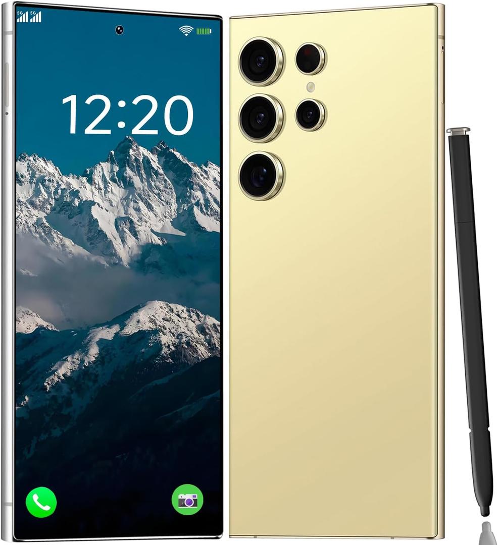 I24 Ultra Unlocked Phone,Built in Pen The Phone,Smartphone Battery 6800mAh 6.8" HD Screen,8+256GB with 128GB Memory Card Cell Phone,5G/Face ID/Fingerprint Lock/GPS (Golden)