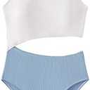 SweatyRocks Girl's Color Block One Piece Bathing Suit Scoop Neck Cut Out Monokini Swimsuit 8-9 Y