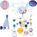 Baby Mobiles for Cribs, Crib Mobile with Music and Lights, Nursery Musical Mobile for Bassinets Hanging Toys with Remote Control, Rotation, Projection, Animal Mobile Arm Clip On for Infant Boys Girls (Blue)