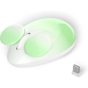 2 x 2.4GHz Wireless Mouse, Bluetooth Mouse Dual Channel, 1600DPI USB Mouse, Cute Big Ears Mouse Shape, Detachable Buttons for PC, Tablet, Laptop, Windows System (Green)