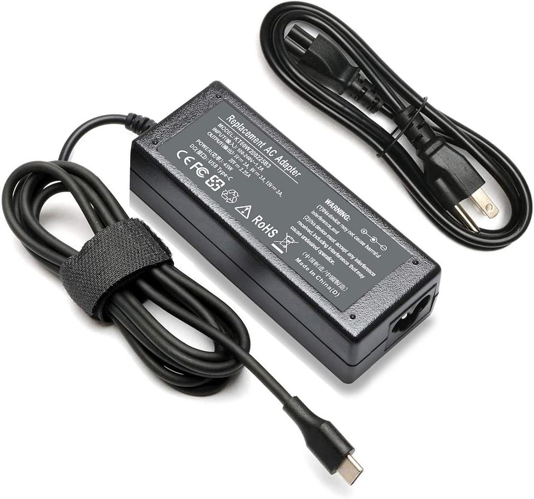 45W USB C Laptop Charger Compatible with HP Chromebook X360 14-ca051wm 14-ca052wm 14-ca091wm 14-ca061dx 14-ca060nr 14-ca043cl 14-ca020nr Replacement for 45W Chromebook Charger