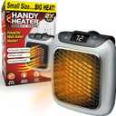 Ontel Handy Heater Turbo Wall Outlet Plug In Heater – Portable Indoor Ceramic Space Heater w/Adjustable Thermostat, 12Hour Timer, Auto Shut Off, Quiet – Plug In Wall for Office, Bedroom, Camping