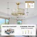 RUIYEY Crystal Ceiling Fans with Lights: 19.7" Fandelier Low Profile Ceiling Fans with Remote Control, 7 Blades 6 Speeds E12 6 Light Caged Flush Mount Ceiling Light Fixtures for Bedroom Kitchen