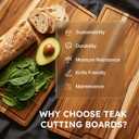 24 x 18 in Teak Cutting Board, Butcher Block with Juice Groove