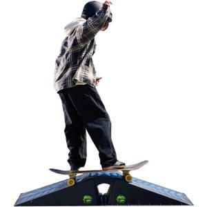 Ten-Eighty Micro Flybox Launch Ramp Set with 2 Connecting Ramps, Portable Skateboard, BMX Bike, Scooter, RC Car, Durable, Lightweight, Non-Slip Rubber Construction for Kids & Teens, Black - 56" Length