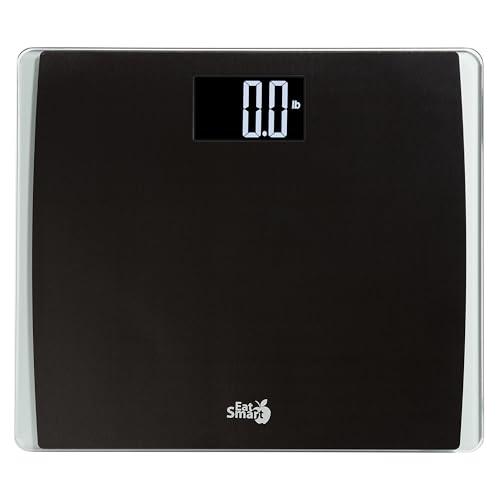 EatSmart Precision Digital Bathroom Scale for Body Weight – Extra-Wide Platform, High-Visibility Display, Ultra-Durable Design for Home, Pets, Luggage & More, 550 LB High Capacity, Black