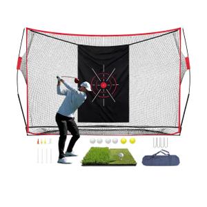 Golf Net,10x7FT Heavy Duty Golf Practice Net,Backyard Training EquipmentDual-Turf Mat,6 golf Balls,8 golf Tees,Carry Bag