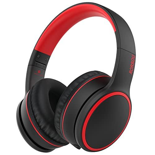 RORSOU B10 Bluetooth Headphones Over Ear, Lightweight Folding Stereo Bass Wireless Headset with Mic, 50H Playtime, Volume Control, Bluetooth 5.3 Headphones for iPad/Travel/Tablet/PC (Black)