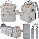 Orian Diaper Bag Backpack, Diaper Bag with Baby Changing Station, Large Travel Diaper Bag, Mosquito Net, USB Charging Port, Waterproof Unisex Baby Bag - 3 bonus gifts