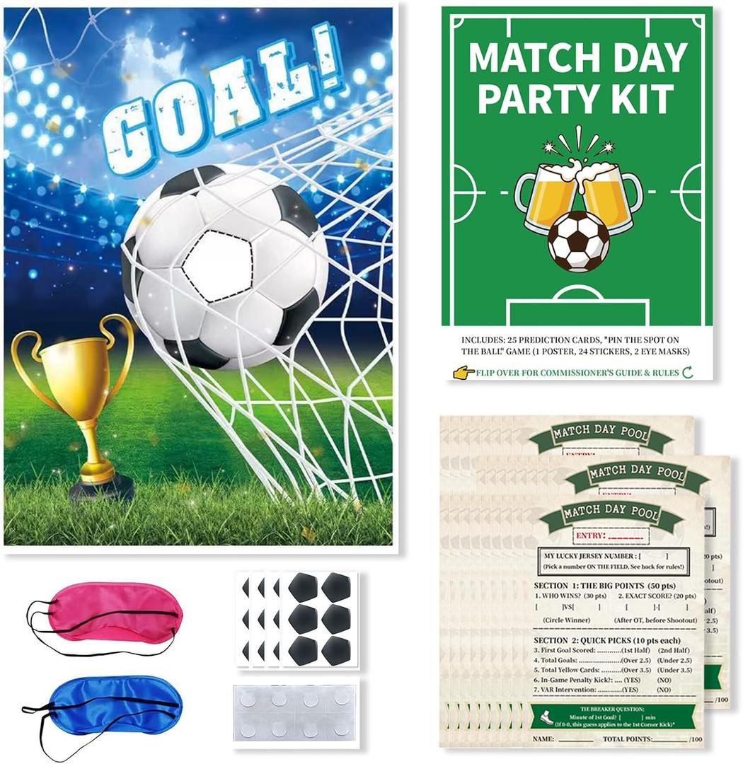 2026 Soccer Party Games for Adults, Soccer Watch Party Supplies Kit with Match Day Prediction Cards & Game Night Activities