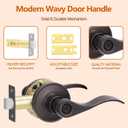 1 Pack Privacy Door Handle, Oil Rubbed Bronze Reversible Door Lever Perfect for Interior Door and Closet, Traditional Wave Style Privacy Door Lock