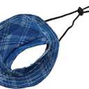 PET SHOW Dog Bucket Hats Pet Hat with Ear Holes Girls Boys Classic Round Brim Outdoor Sun Hat for Small Medium Doggies Adjustable Strap Visors Puppy Cats Kitten (Medium, Blue Plaid)