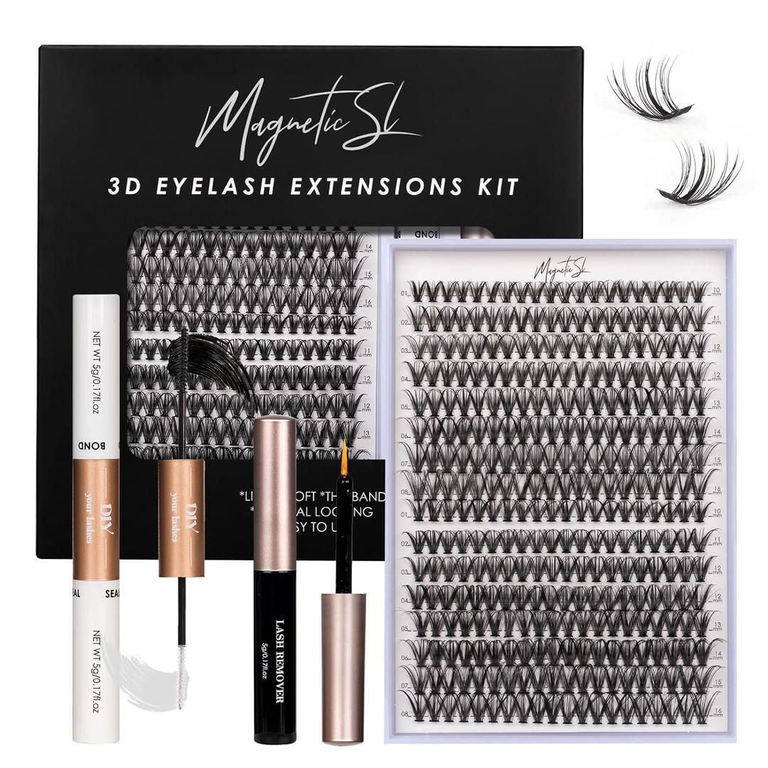 Lash Clusters DIY Lash Extensions Kit 320pcs Individual Lashes Clusters 30D 40D D-Curl Eyelash Extension Kit with Applicator and Lash Bond&Seal,Clusters Lash Glue Remover Mix 10-16mm (30D+40D-320 KIT)
