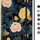 Taja Spiral Journal Notebook for Women, Pretty Hardcover Lined Notebook for Work & Note Taking, Aesthetic Cute Journal for Writing, 140 Pages, 5.8"x8.3", Luxe Peony