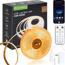 COB LED Strip Light 16.4ft, Dimmable 2300K-6500K White CCT Tunable, DC 24V Cuttable LED Tape Light, High Density 3040 LED 36W CRI 90, APP Remote Control, Music Mode, For Home DIY, Living Room, Bedroom