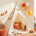 wilwolfer Kids Teepee Tent for Girls or Boys with Carry Case, Foldable Play Tent for Toddler Suit for Indoor and Outdoor Play, Protable Kids Playhouse Children Tent(Mat not Included)