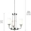 Kichler Vetivene 19.8 Inch 3 Light Chandelier with Opal Glass in Classic Pewter, 21x19.75x19.75