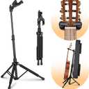 CAHAYA Gravity Lock Guitar Stand Folding Tripod Floor Stand with Neck Holder Height Adjustable Universal Guitar Stand for Acoustic Electric Classical Bass Guitar