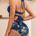 High Waisted Underwire Bikini Sets - Women 2025 Two Piece Swimsuits Halter Bathing Suits with Tummy Control Bottom (Blue, L)