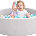 Foam Ball Pit for Toddlers, 35 Inch Baby Ball Pit Soft Round and Easy to Set or Clean, Baby Playpen Ball Pool is Ideal Gift for Kids-Balls NOT Included (Light Gray)