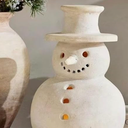 Christmas Decorations  Handmade Terracotta Snowman Figurines  1 Pack White Clay Winter Decor Holiday Rustic Unique Decor for Home Table Room Farmhouse Indoor Outdoor