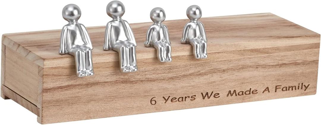 6th Anniversary Idea, 6 Years We Made A Family Resin Ornament - Gifts for Her/Him Anniversary or Wedding Gifts for Wife, Husband(2 Children)
