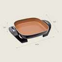 bella Electric Skillet and Frying Pan with Glass Lid, Nonstick Coating, Cool Touch Handles, Removable Heating Probe, Dishwasher Safe, 12 x 12 inch, Copper