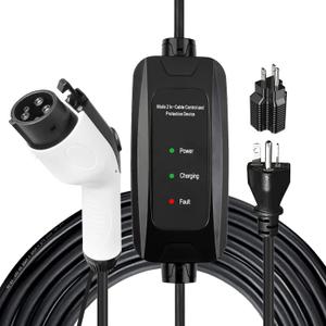 Level 1-2 EV Charger - 110-240V 16 amp 3.5KW with 23ft Extension Cable NEMA 6-20 Portable ev Charger for All J1772 Electric Vehicles (Comes with NEMA 5-15P to 6-20R Plugs)